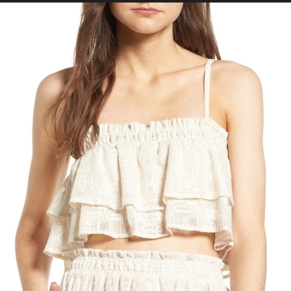 Tularosa Tops - Tularosa Stella Lace Boho Ruffle Crop Top Women’s Large